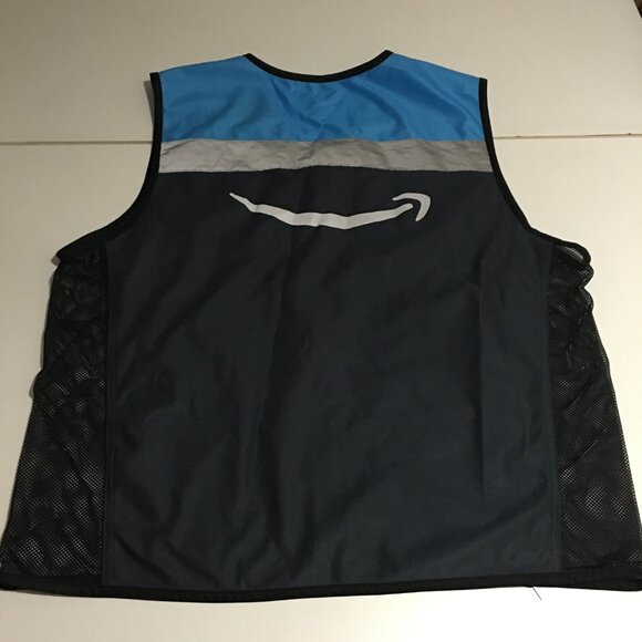 Amazon Blue Employee Uniform Vest Unisex Sleeveless Zip Up Size M/L - Picture 4 of 7